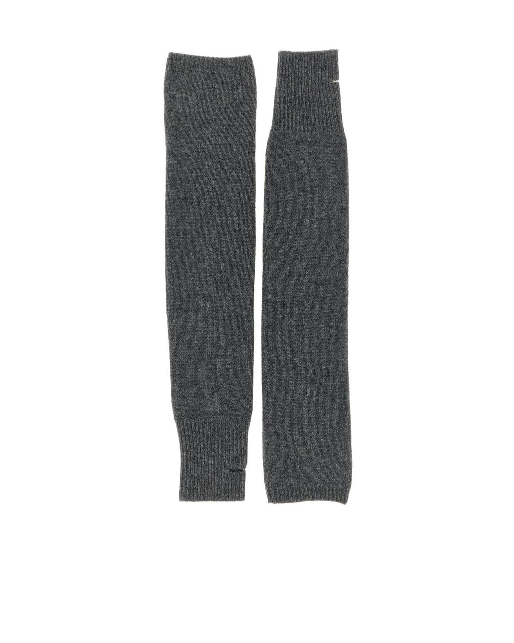 Nude Gray Ribbed Thumb-Slit Gloves