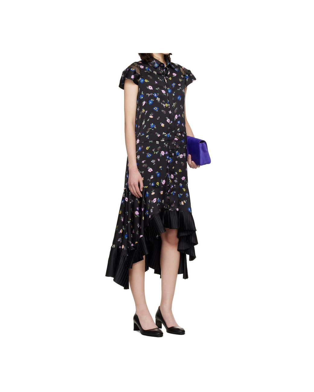Sacai Blue Printed Midi Dress