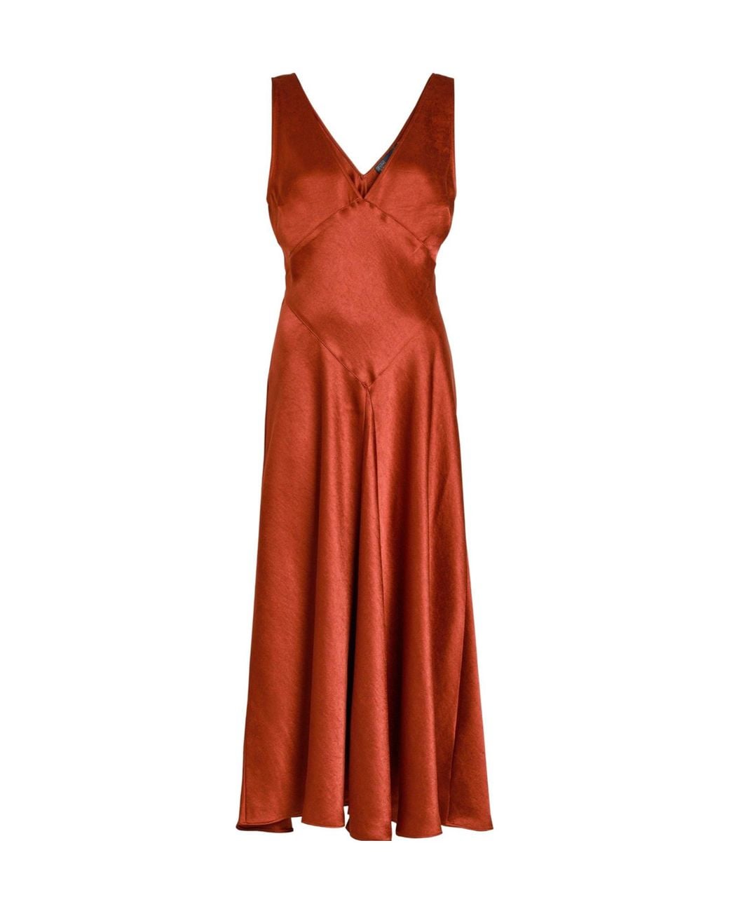 Polo Ralph Lauren Red Satin V-Neck Dress