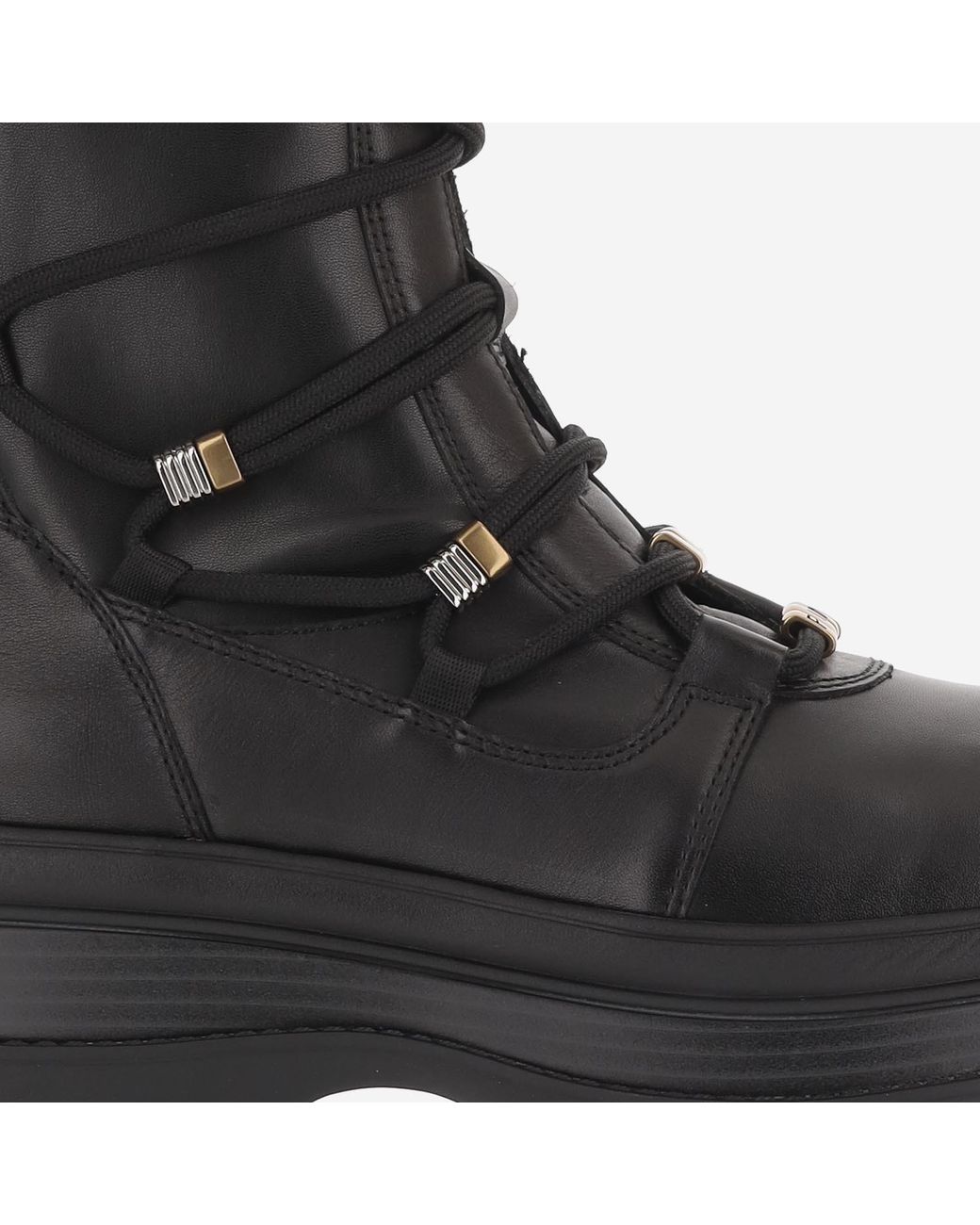 Pinko Black Logo Printed Lace-Up Platform Boots