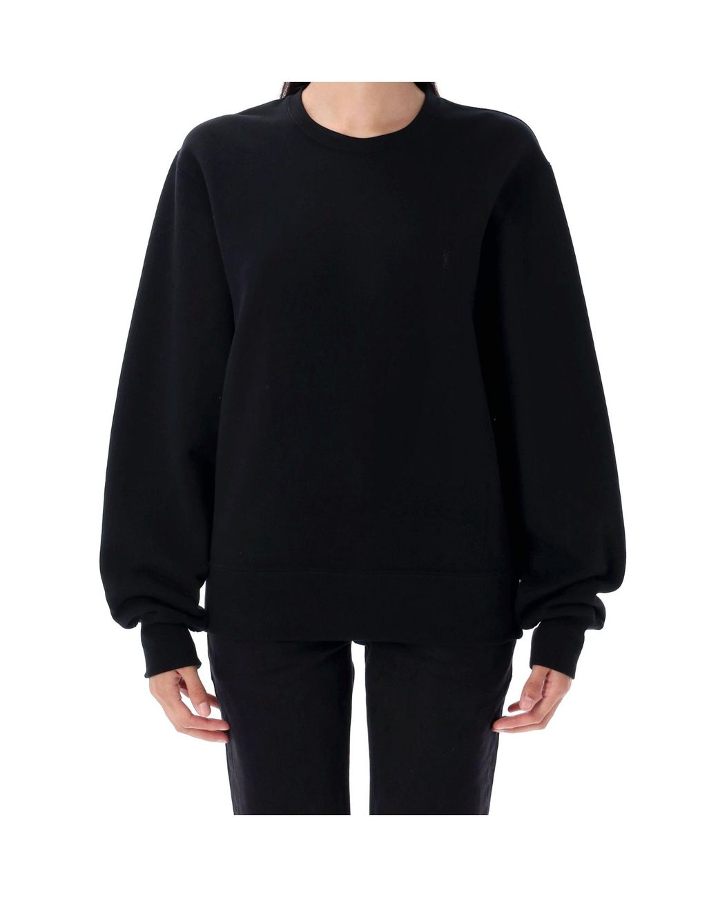 Saint Laurent Black Cassandre Crewneck Sweatshirt