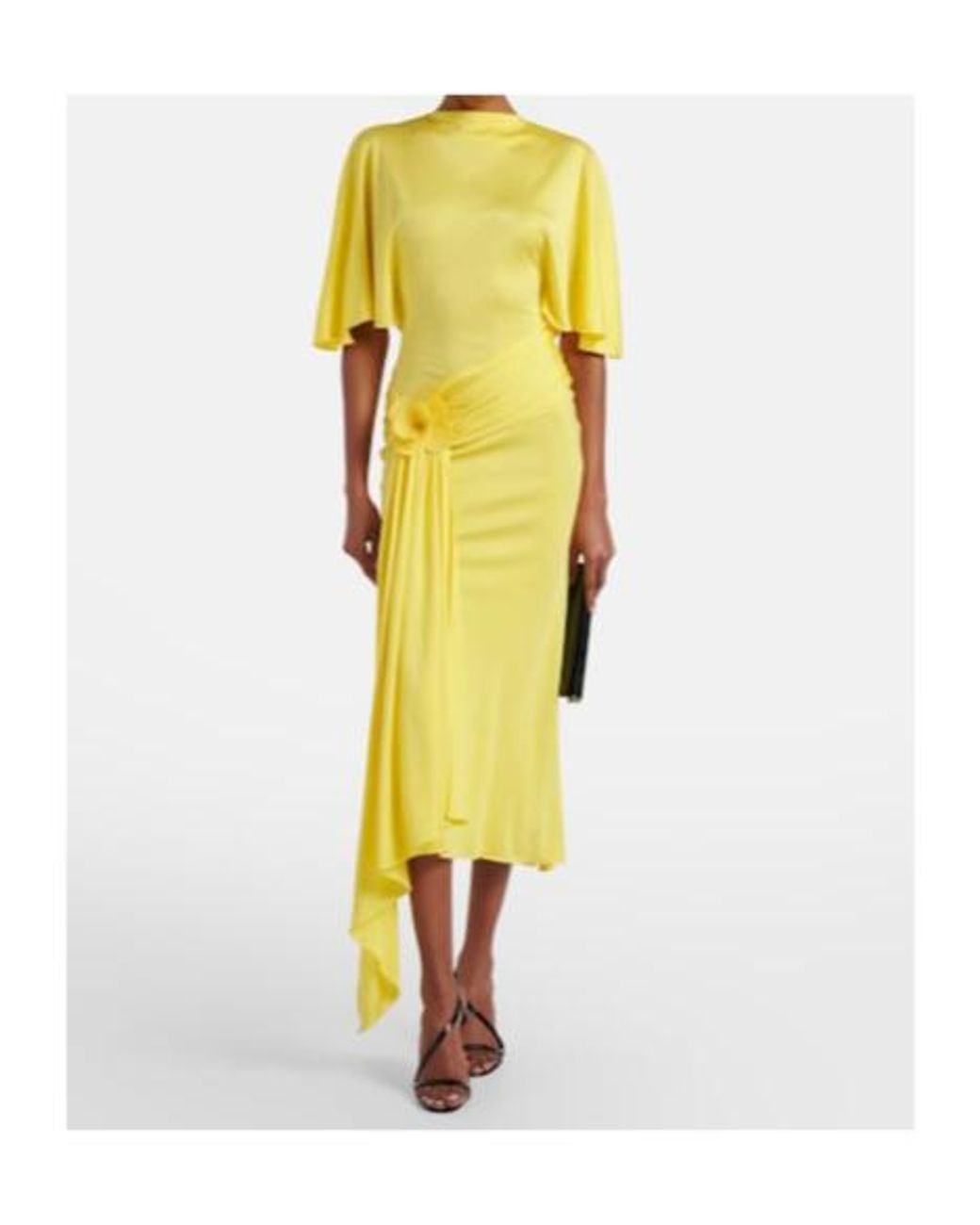 David Koma Yellow Floral-Appliqué Jersey Cocktail Dress