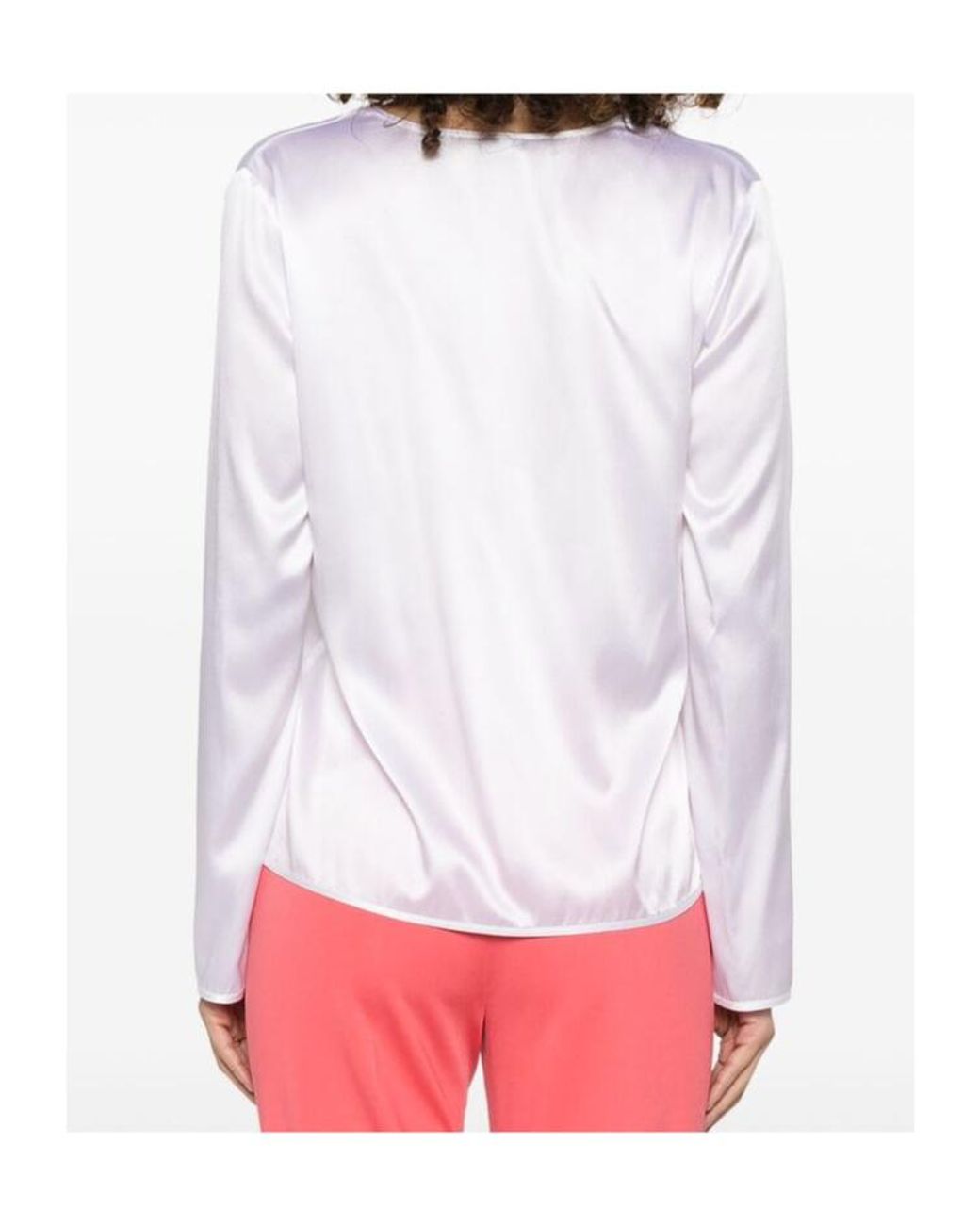 Pinko White V-Neck Long Sleeve Top
