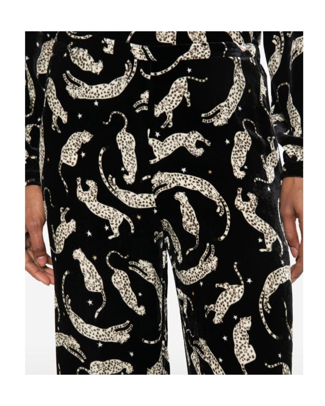 Forte_forte Black Leopard-Print Velvet-Effect Trousers