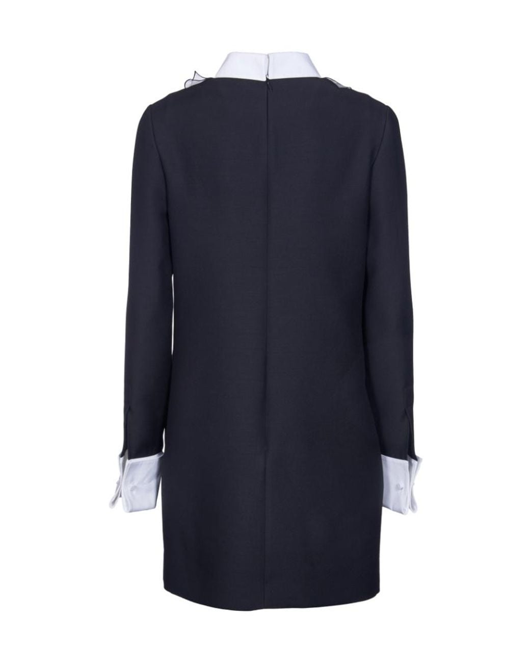Valentino Black Ruffled Long-Sleeved Mini Dress