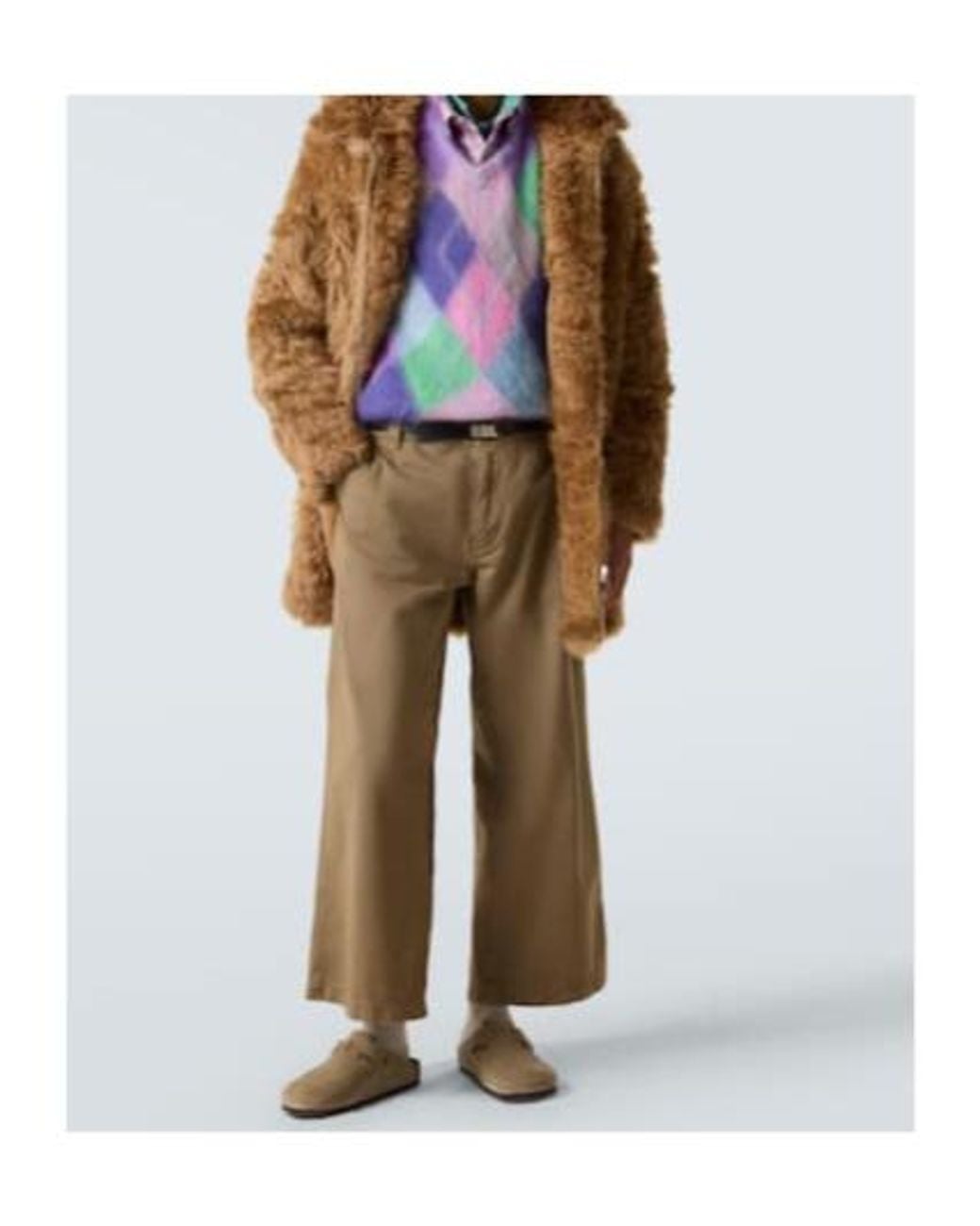 ERL Brown Hooded Shearling Coat for men
