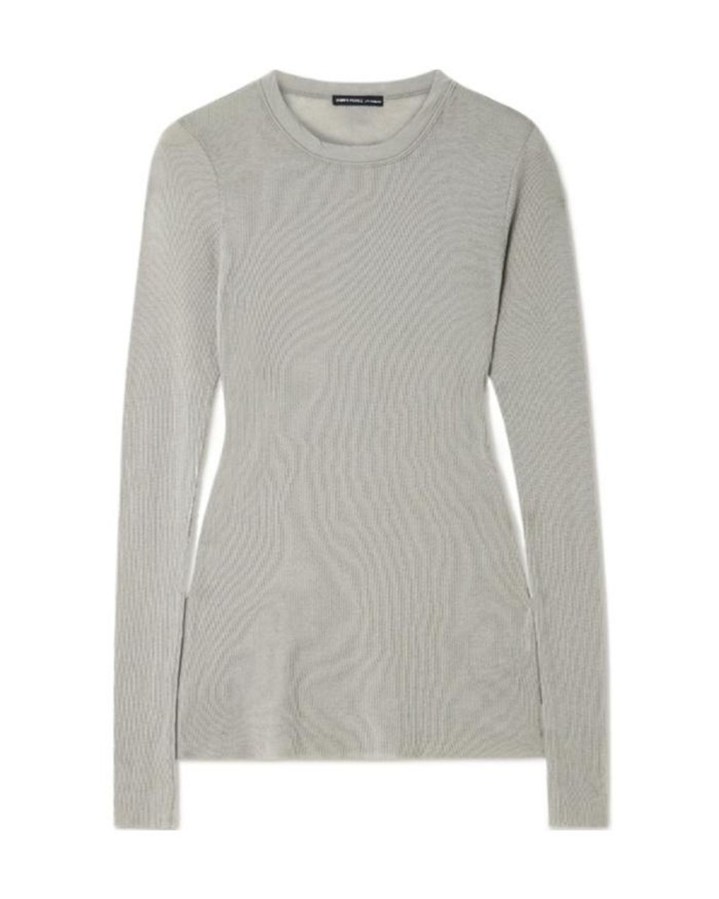 James Perse Gray Ribbed Cotton And Cashmere-Blend T-Shirt