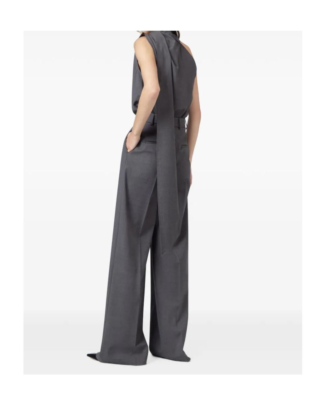 GIUSEPPE DI MORABITO Gray Draped One-Shoulder Top