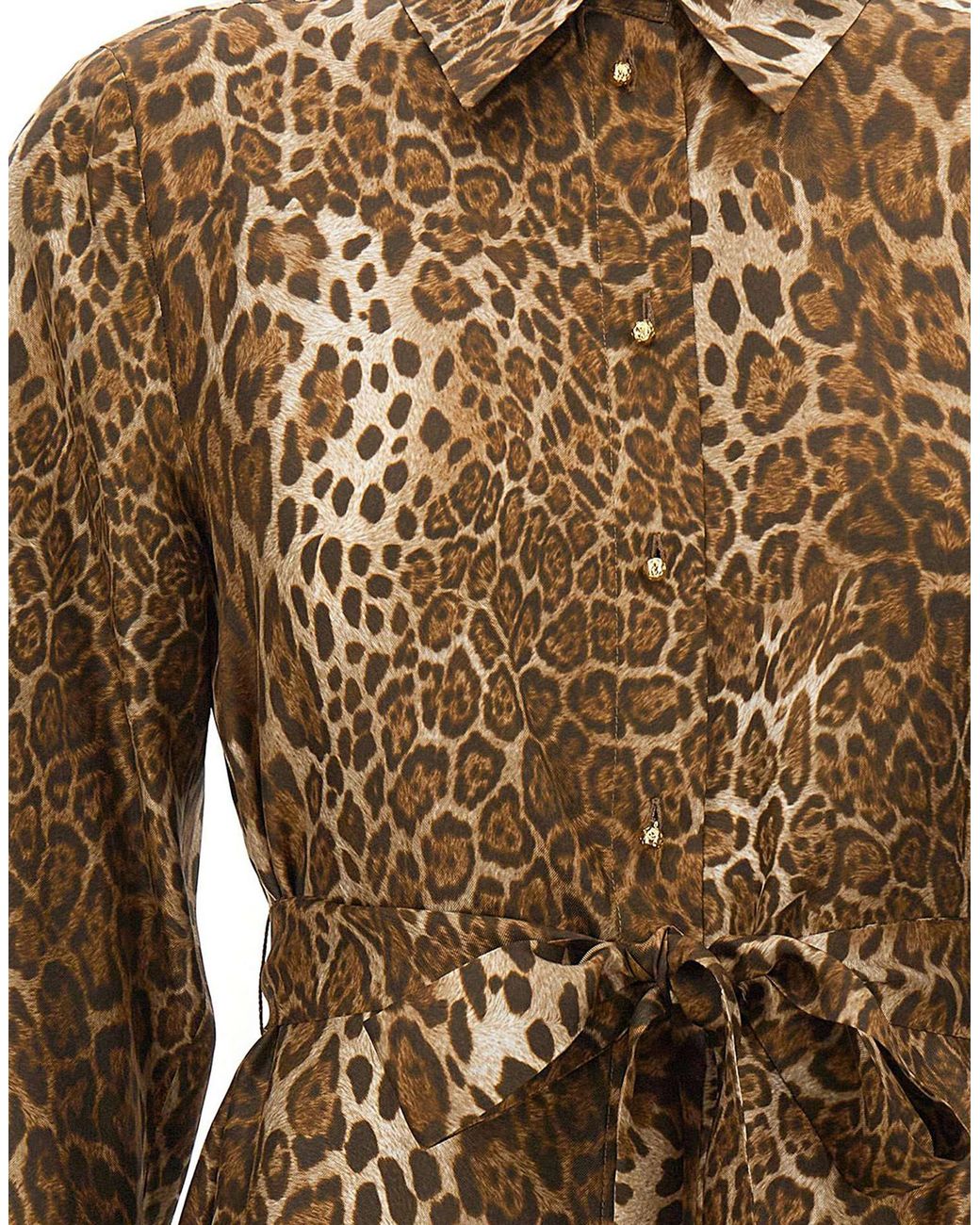 Max Mara Brown Studio Animal Printed Long-Sleeved Shirt