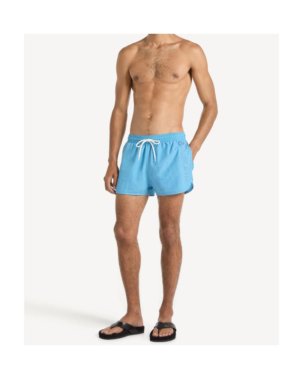 Balmain Blue Logo Swim Shorts for men