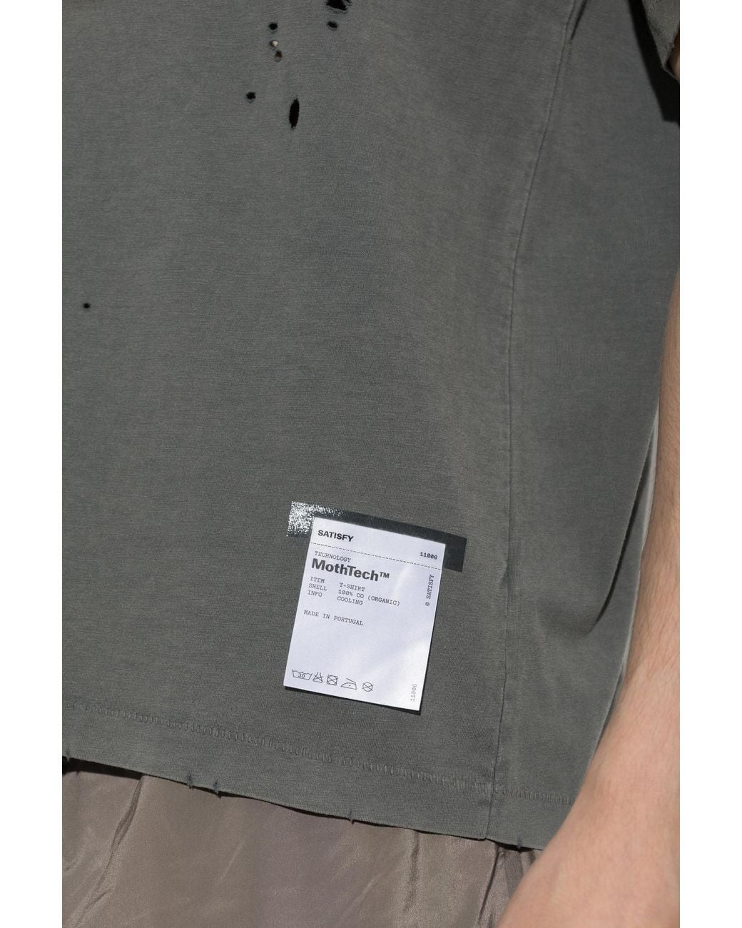 Satisfy Gray Mothtech Distressed T-Shirt for men