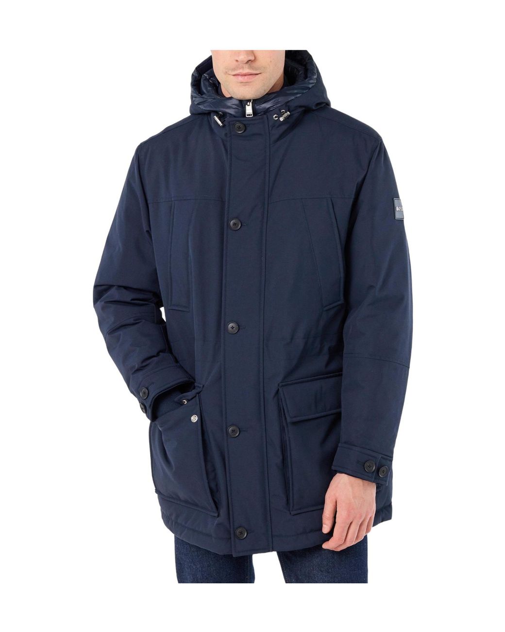 Boss Blue Hooded Long Sleeve Jacket for men