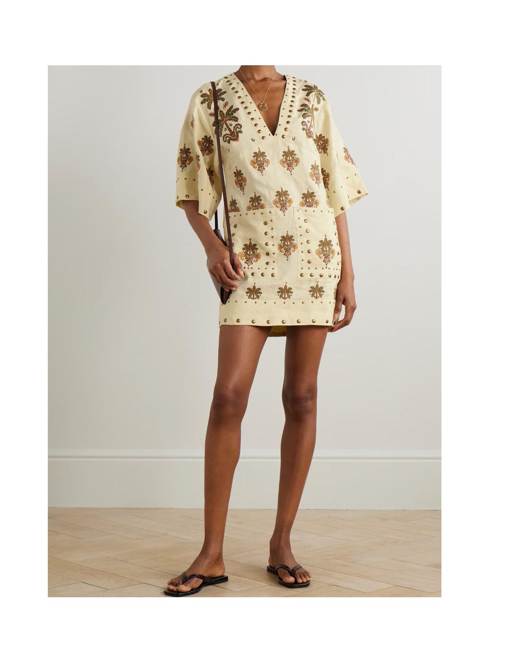 Farm Rio Natural Coconut Tree Tapestry Tunic Dress