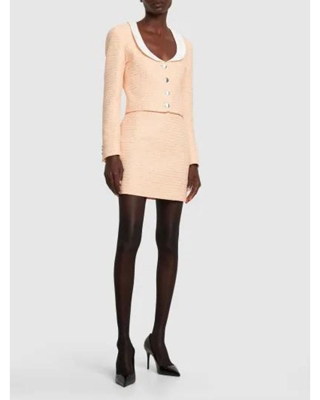 Alessandra Rich Natural Sequined Mini Skirt