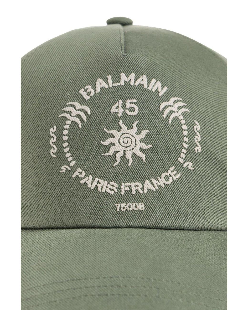Balmain Green Logo Embroidered Baseball Cap