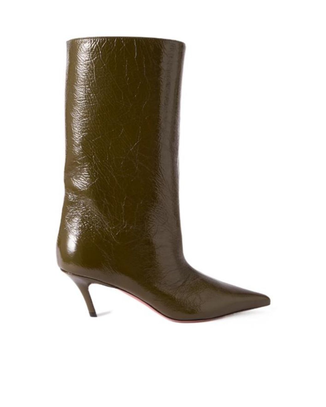 AMINA MUADDI Green Crinkled-Leather Boots