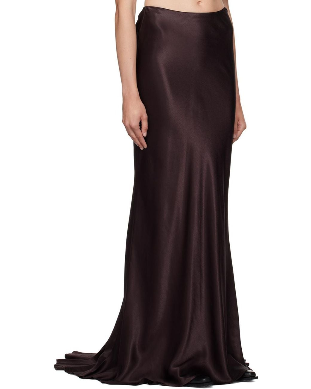 Ann Demeulemeester Purple Draped Satin Asymmetric Hem Skirt