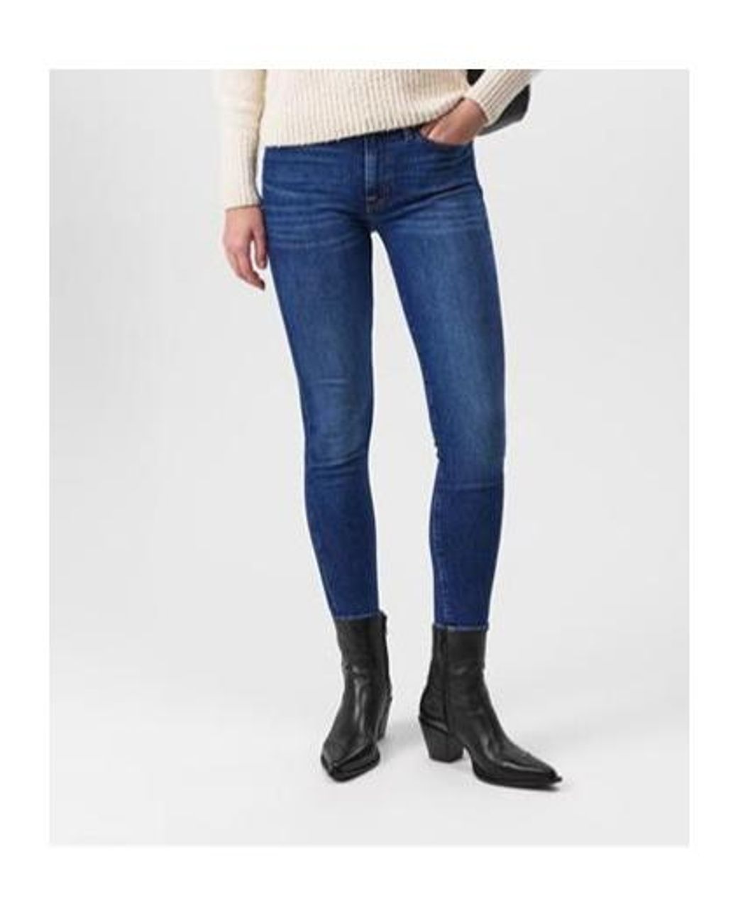 7 For All Mankind Blue High Waist Skinny Crop Jeans
