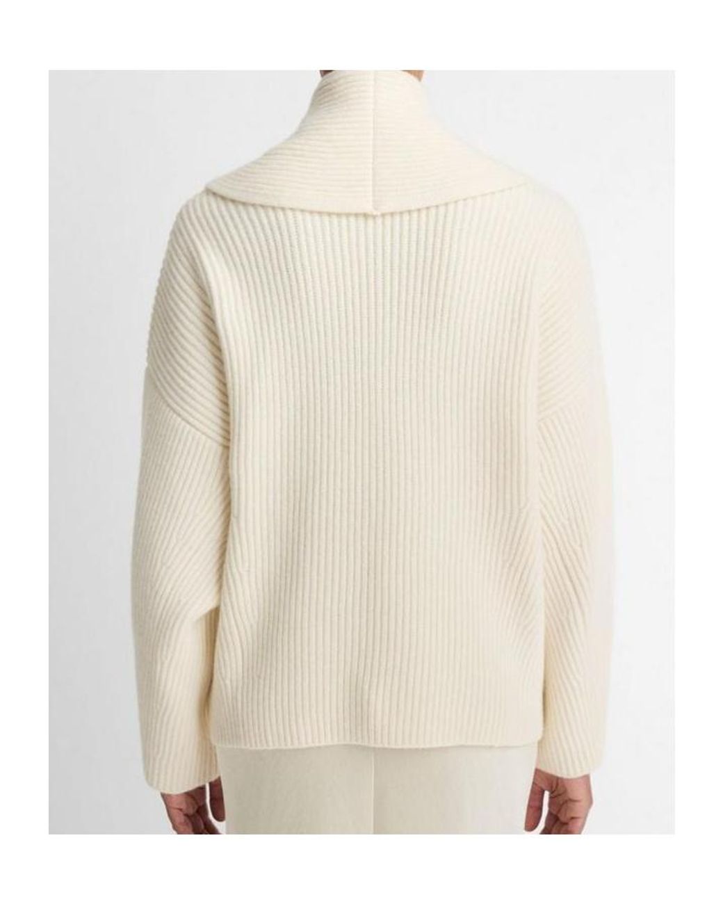 Vince Natural Ribbed Shawl-Collar Knitted Jacket