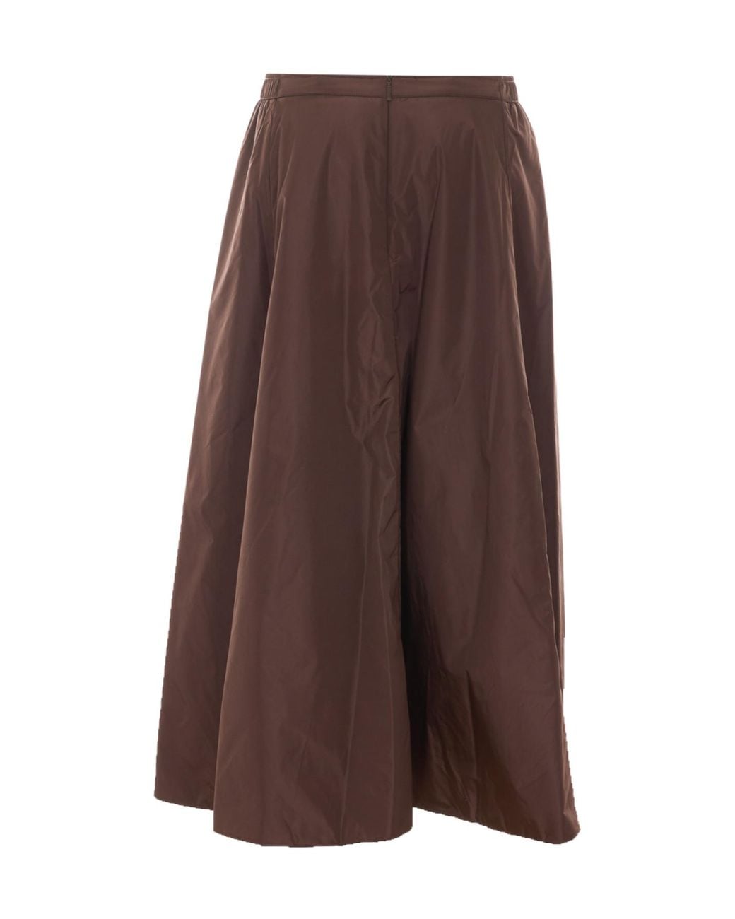 Add Brown Nylongloss Midi Skirt