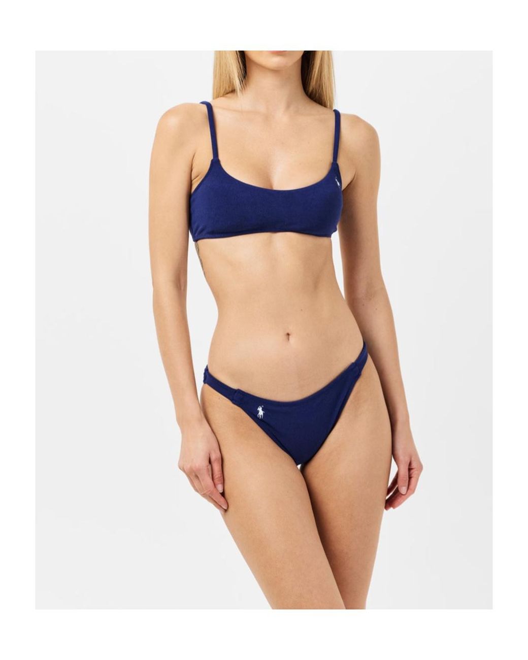 Ralph Lauren Blue Embroidered Little Pony Bikini Top