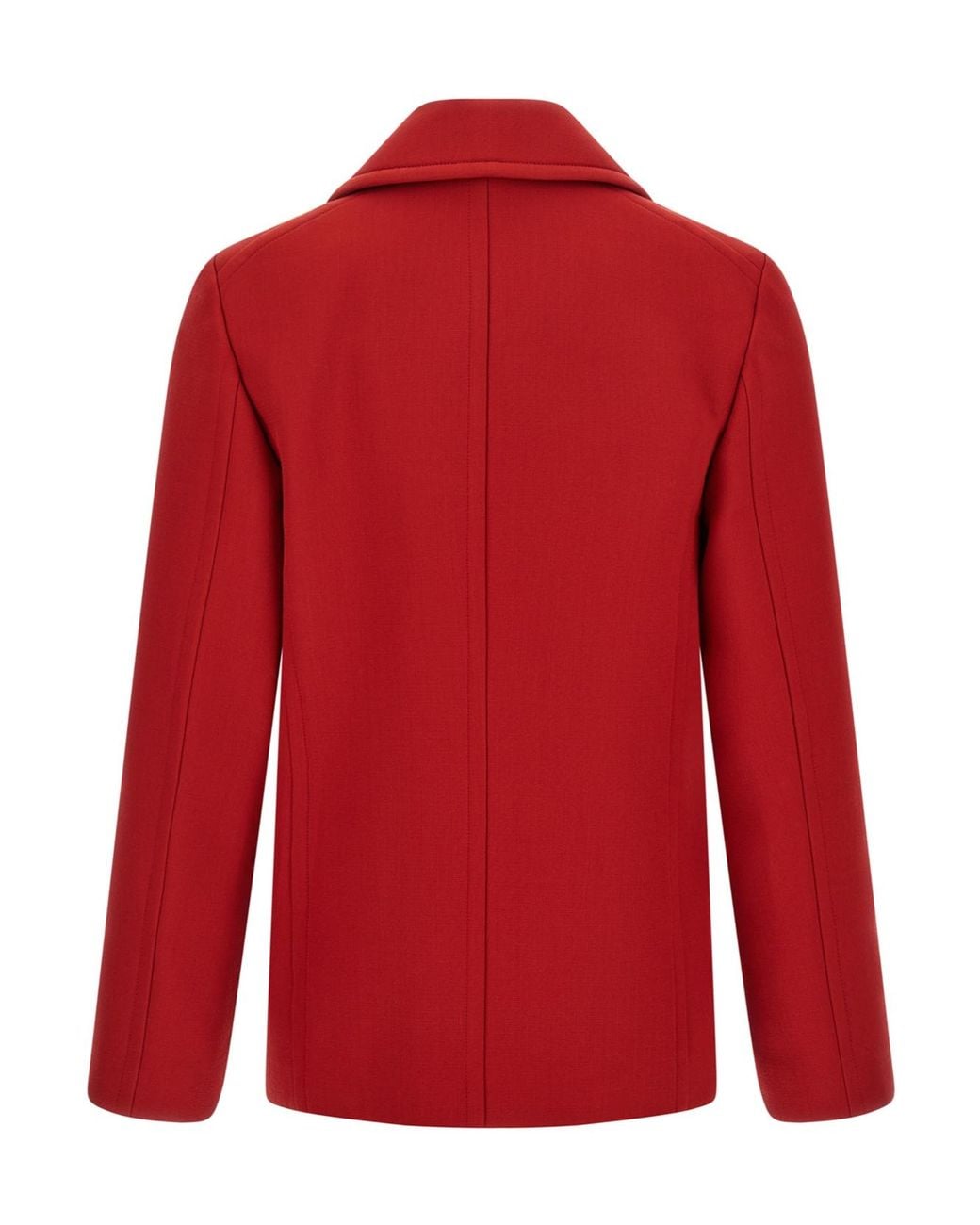Auralee Red Double-Breasted Wool Casual Jacket
