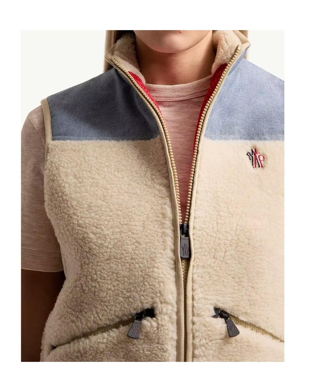 Moncler Blue Grenoble Teddy Chambray Gilet