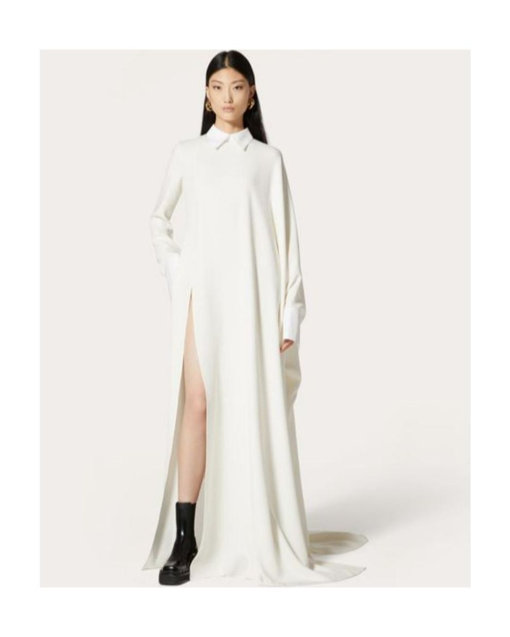 Valentino White Cady Couture Silk Shirt Dress