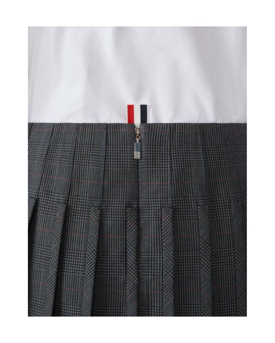 Thom Browne Gray Low Rise Pleated Mini Skirt