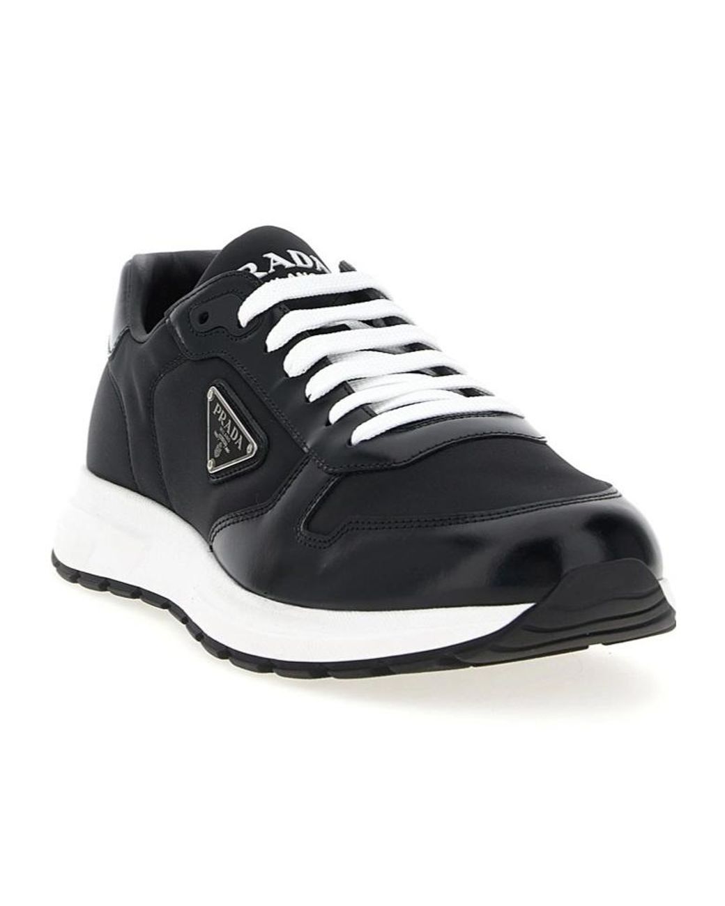 Prada Black Logo Plaque Low-Top Sneakers for men
