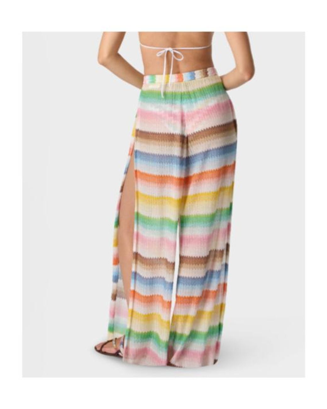 Missoni Gray Beach Cover-Up Pants With Dégradé Zigzag Pattern And Slits