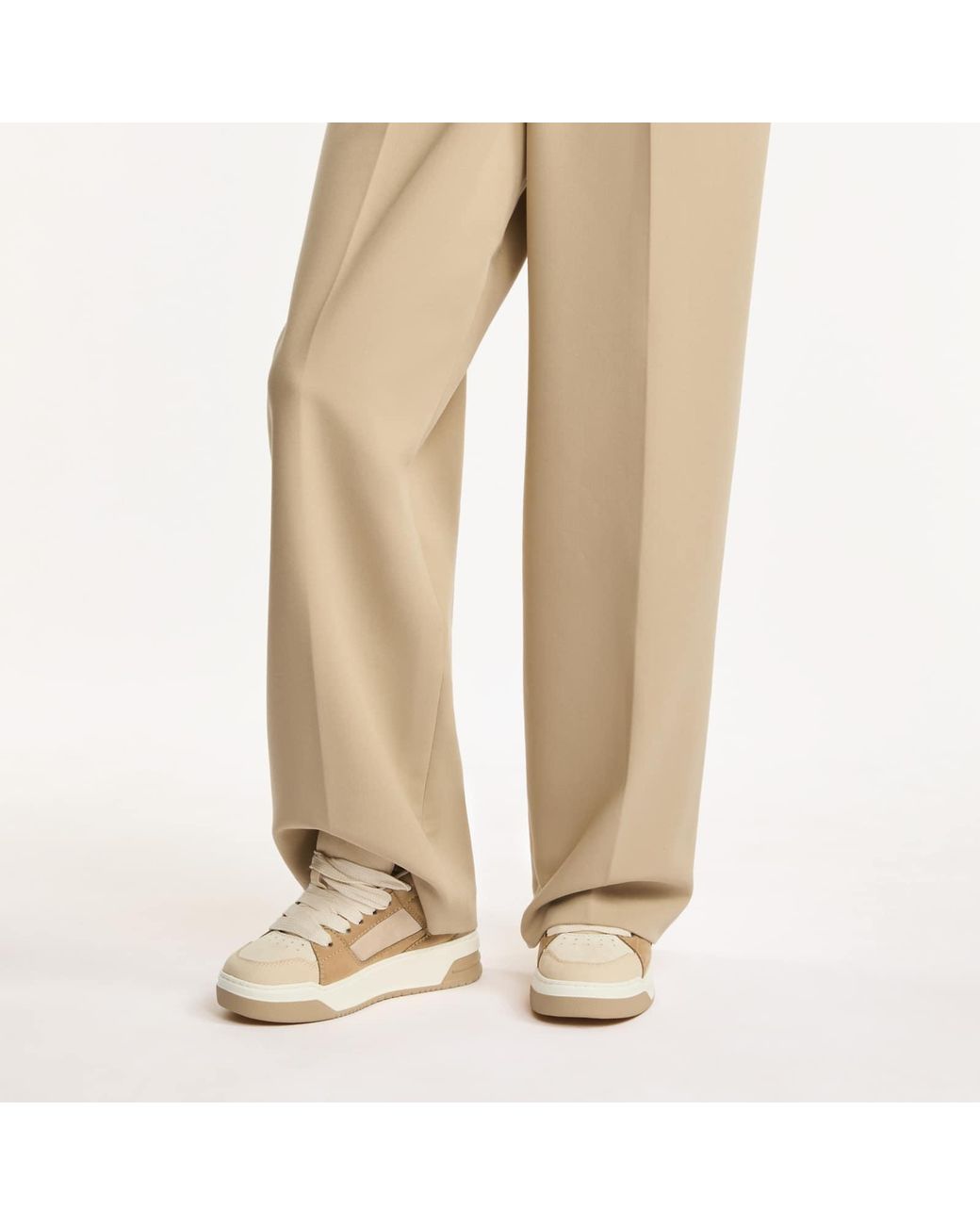 Hogan Natural Round-Toe Lace-Up Sneakers