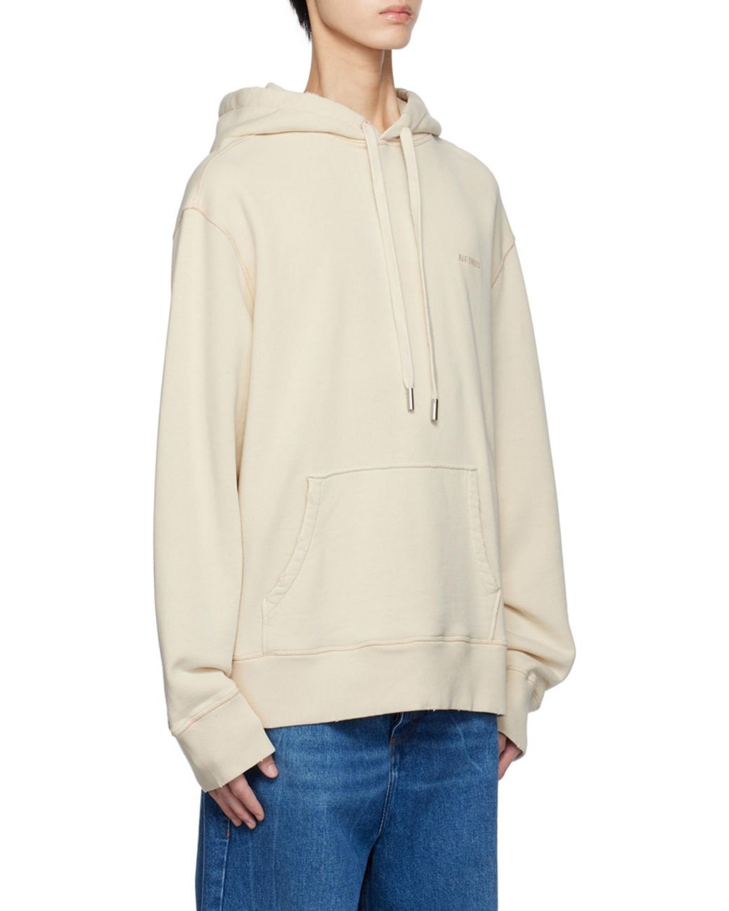 AMI Natural Ami Logo Embroidered Drawstring Hoodie for men