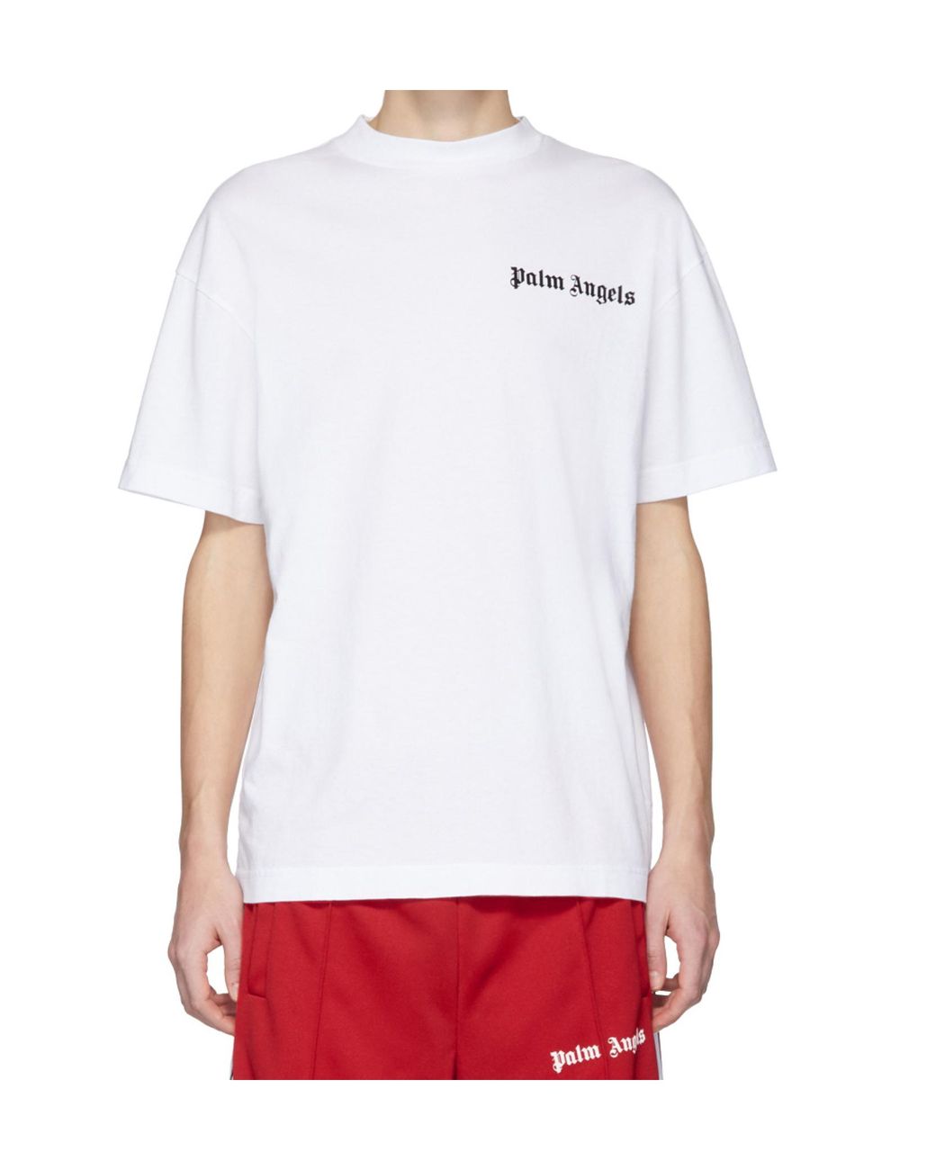 Palm Angels White Security Alarm Appliqué T-Shirt for men