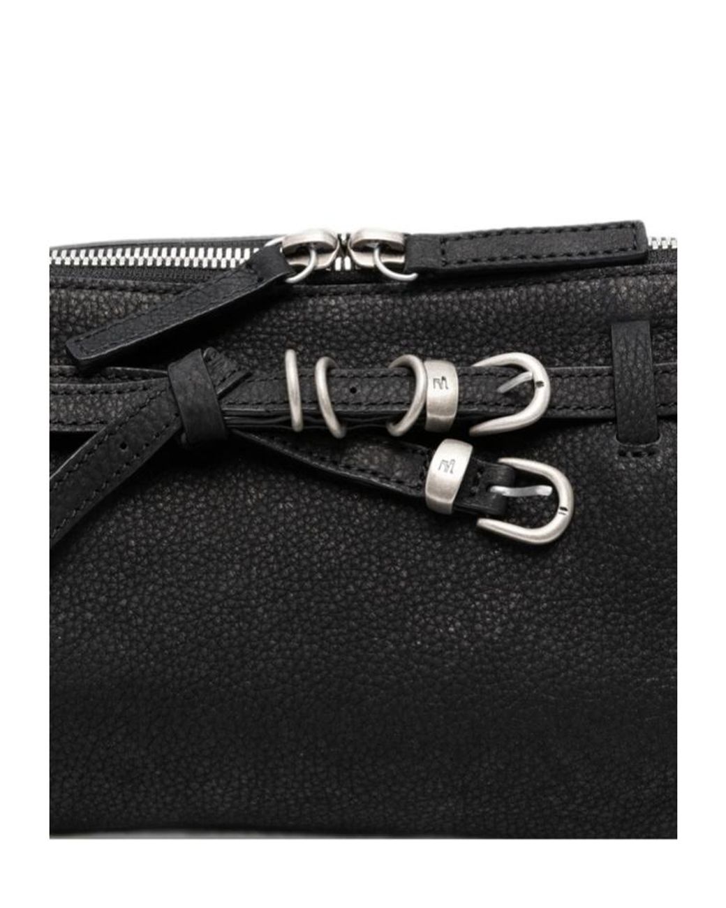 MARGE SHERWOOD Black Lace-Up Detail Shoulder Bag