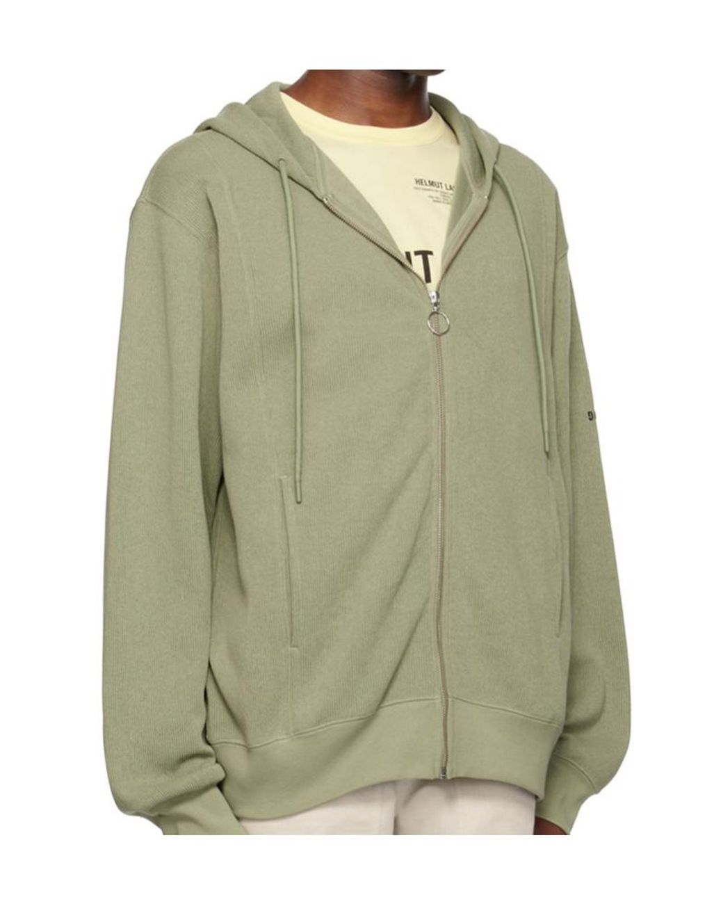Helmut Lang Green Long Sleeved Hooded Jacket for men