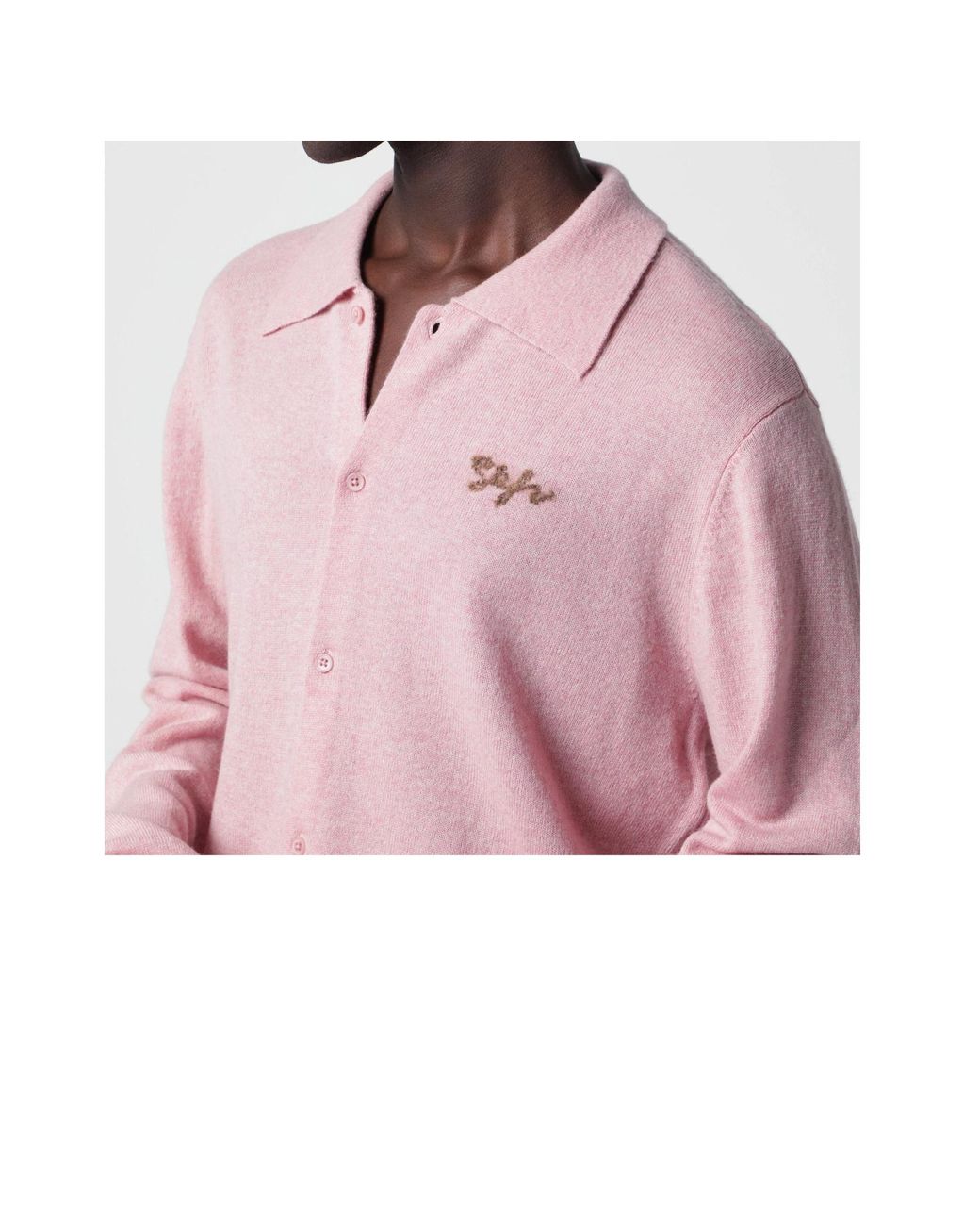 Séfr Pink Shirt-Collar Knit Top for men