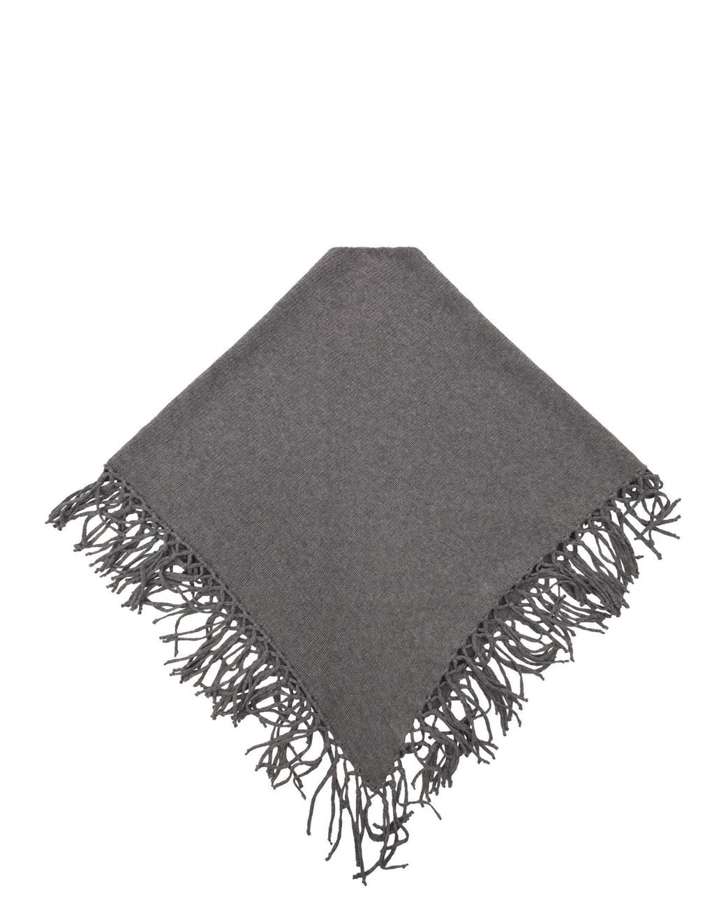 Weekend by Maxmara Gray Fringed Wool Shawl
