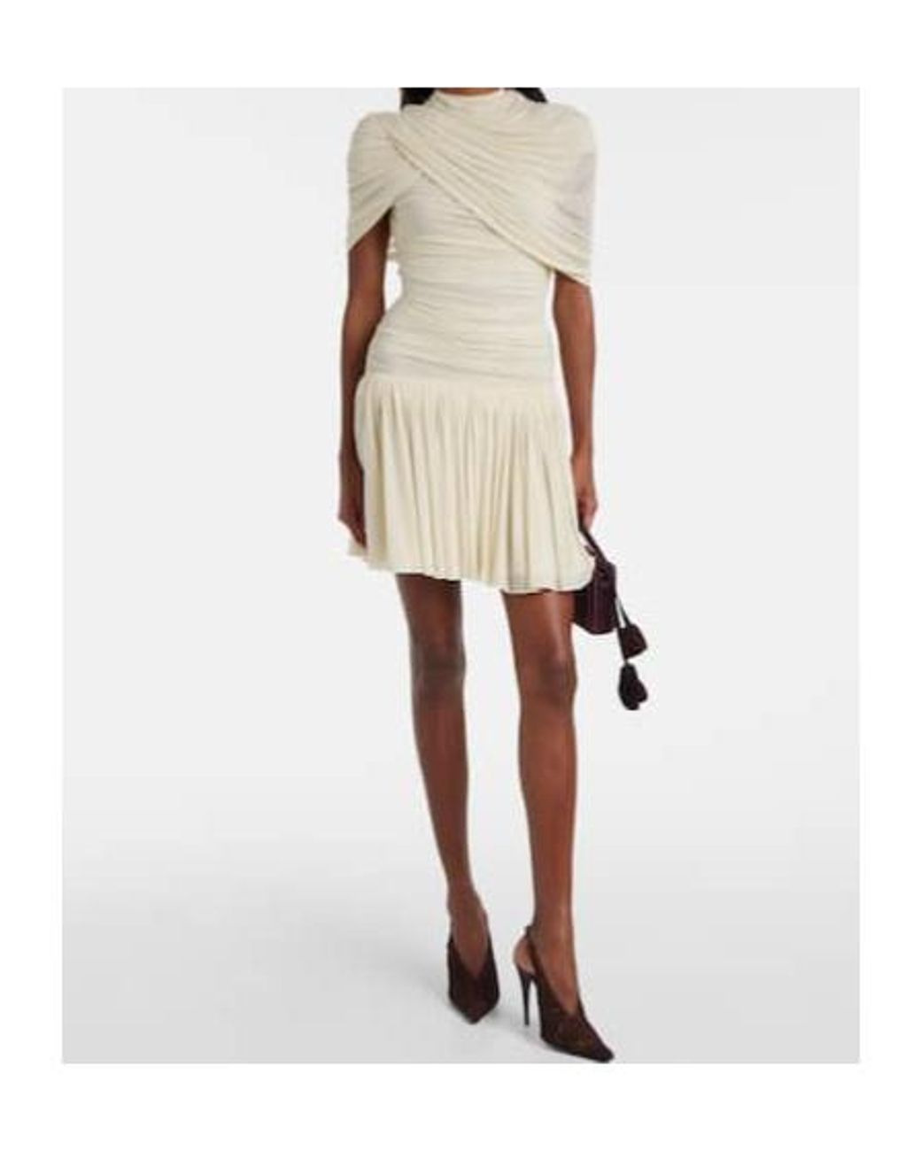 Magda Butrym Natural Pleated Mini Dress