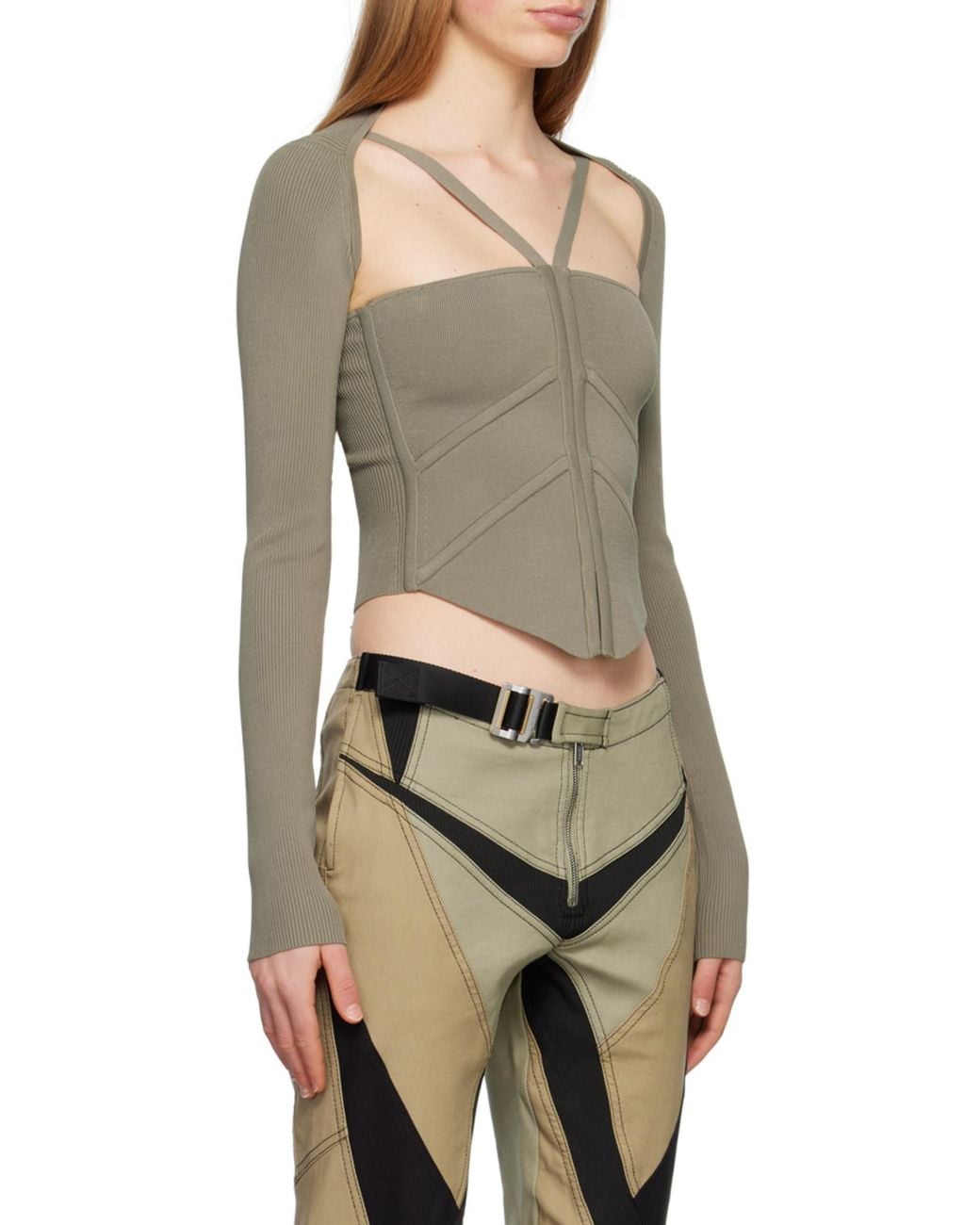 Dion Lee Natural Square-Neck Corset-Style Top