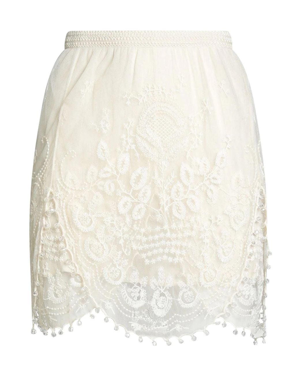 Isabel Marant White Solid Paneled Ruffled Flared Skirt