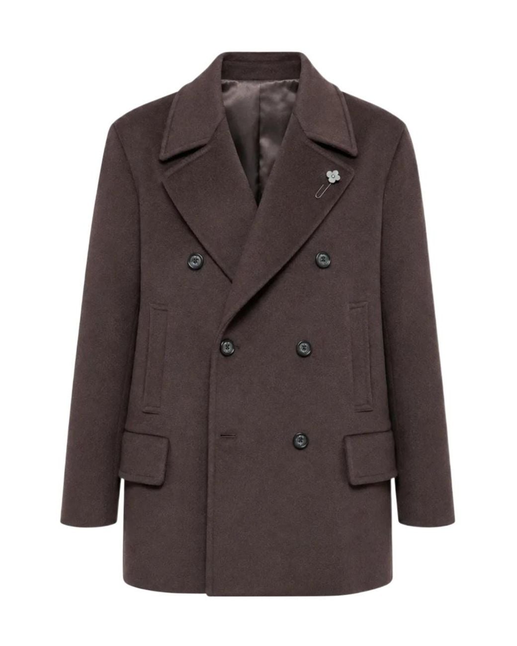Lardini Brown Double-Breasted Coat for men