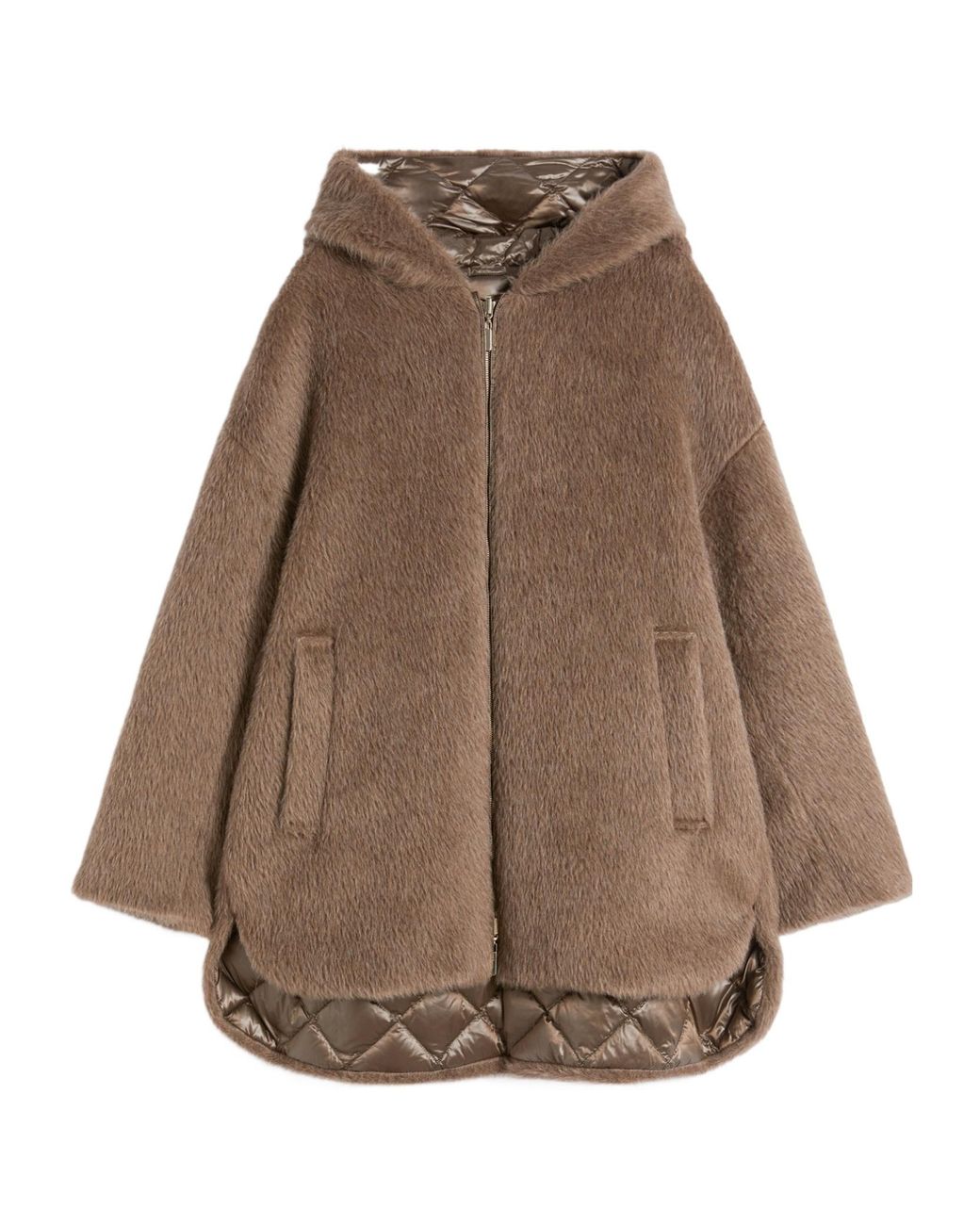 Max Mara Brown The Cube Spacefe Quilted Hooded Jacket