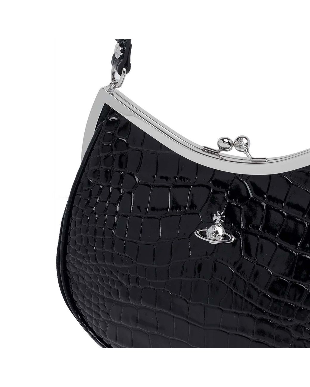 Vivienne Westwood Black Orb Plaque Embossed Shoulder Bag