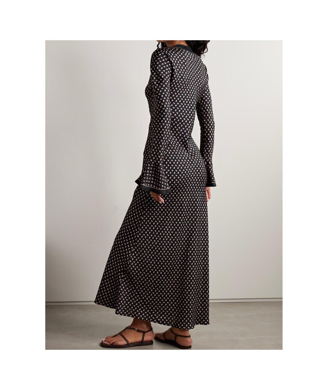 Doen Black Davina Paisley-Print Silk-Blend Twill Midi Dress
