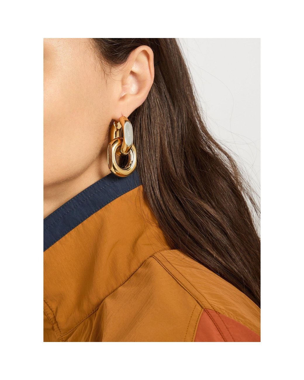 Saint Laurent Metallic Brass Drop Earrings