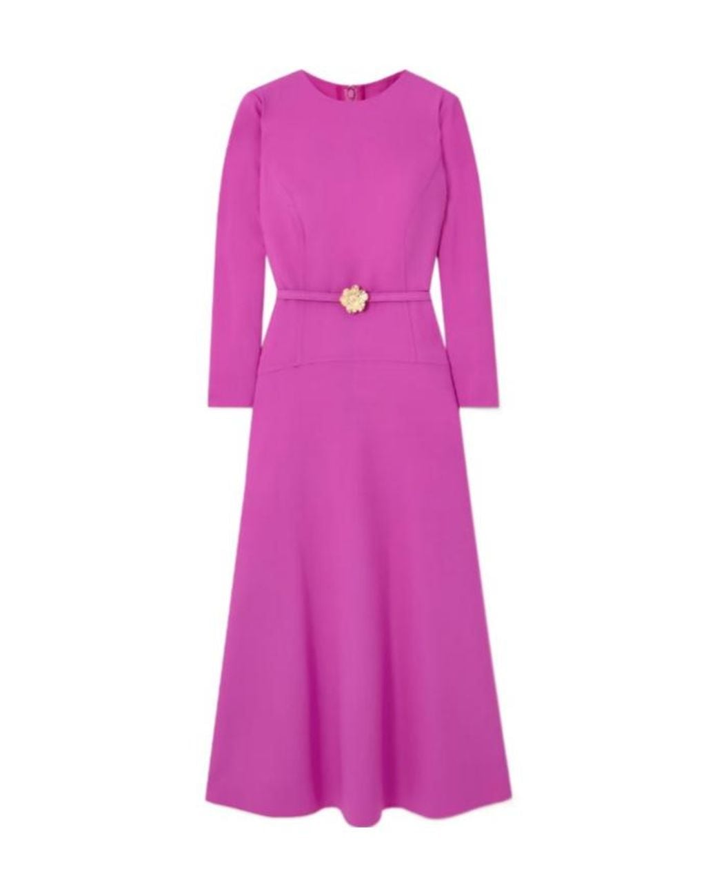 Oscar de la Renta Purple Belted Wool-Blend Midi Dress