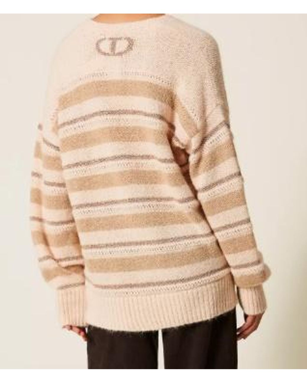 Twinset Natural Striped V-Neck Sweater