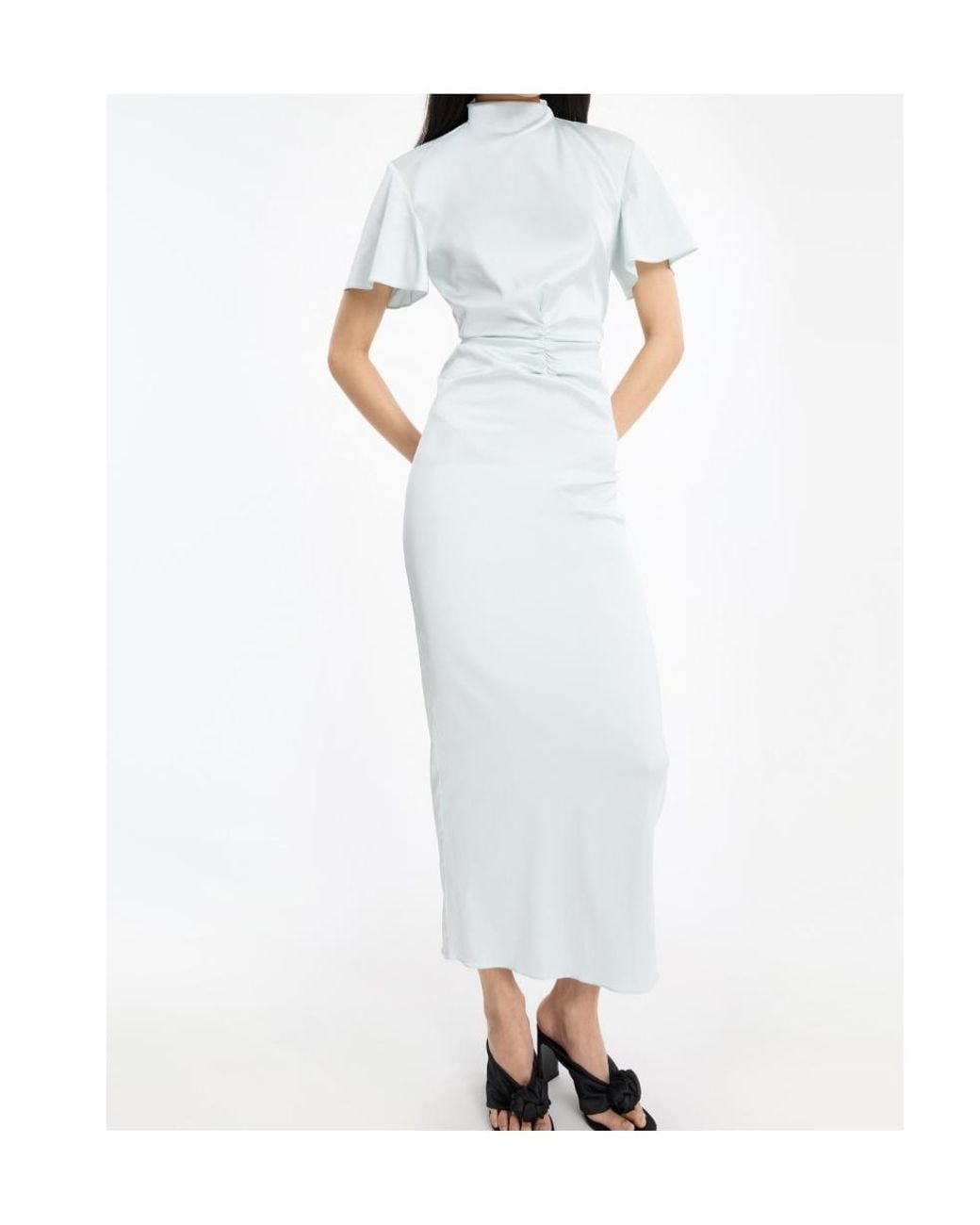 ROTATE BIRGER CHRISTENSEN White Gathered Midi Dress