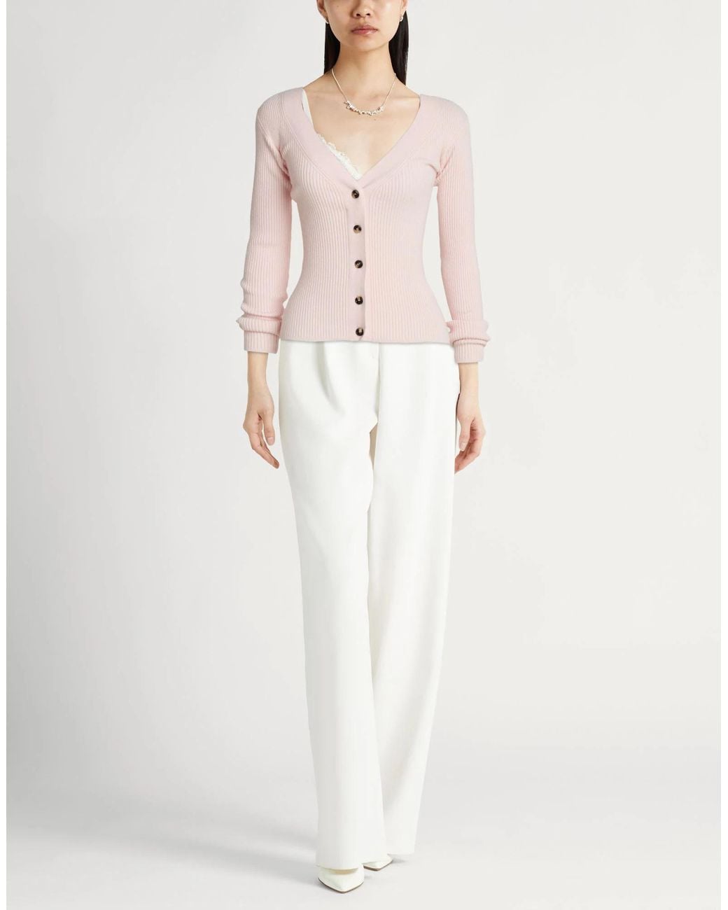 Max Mara Pink Ribbed-Knit Cardigans